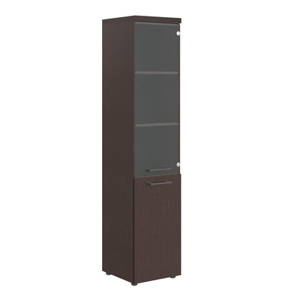 HIGH EXECUTIVE FULL HEIGHT CABINET MADE IN E1 LAMINATE CHIPBOARD WITH GLASS & WOODEN SWING DOOR AND GLOSSY ACRYLIC 3D 2MM EDGES by Treejar | Souqify