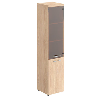 HIGH EXECUTIVE FULL HEIGHT CABINET MADE IN E1 LAMINATE CHIPBOARD WITH GLASS & WOODEN SWING DOOR AND GLOSSY ACRYLIC 3D 2MM EDGES by Treejar | Souqify