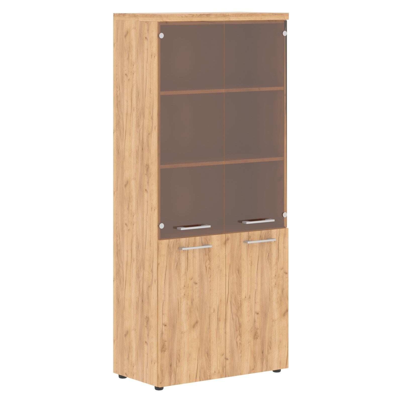 HIGH EXECUTIVE FULL HEIGHT CABINET MADE IN E1 LAMINATE CHIPBOARD WITH GLASS & WOODEN SWING DOOR AND GLOSSY ACRYLIC 3D 2MM EDGES by Treejar | Souqify