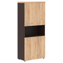 HIGH EXECUTIVE FULL HEIGHT CABINET, MADE IN E1 LAMINATE CHIPBOARD, WITH OPEN SHELF AND WOODEN SWING DOORS by Treejar | Souqify