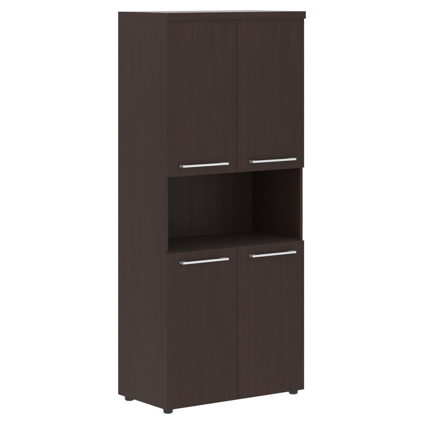 HIGH EXECUTIVE FULL HEIGHT CABINET, MADE IN E1 LAMINATE CHIPBOARD, WITH OPEN SHELF AND WOODEN SWING DOORS by Treejar | Souqify
