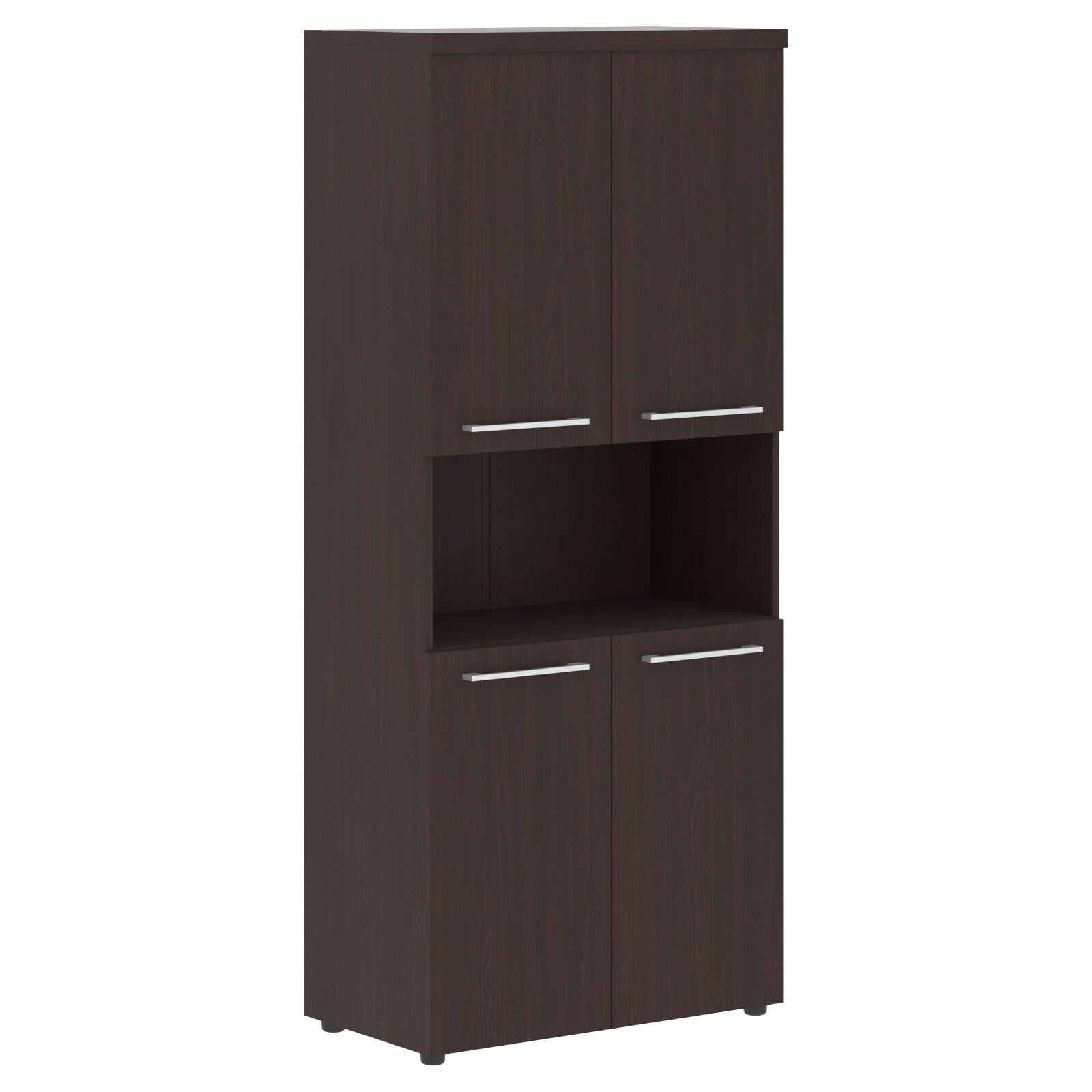HIGH EXECUTIVE FULL HEIGHT CABINET, MADE IN E1 LAMINATE CHIPBOARD, WITH OPEN SHELF AND WOODEN SWING DOORS by Treejar | Souqify