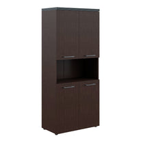 HIGH EXECUTIVE FULL HEIGHT CABINET MADE IN E1 LAMINATE CHIPBOARD WITH OPEN SHELVES, WOODEN SWING DOOR AND GLOSSY ACRYLIC 3D 2MM EDGES by Treejar | Souqify