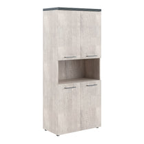 HIGH EXECUTIVE FULL HEIGHT CABINET MADE IN E1 LAMINATE CHIPBOARD WITH OPEN SHELVES, WOODEN SWING DOOR AND GLOSSY ACRYLIC 3D 2MM EDGES by Treejar | Souqify