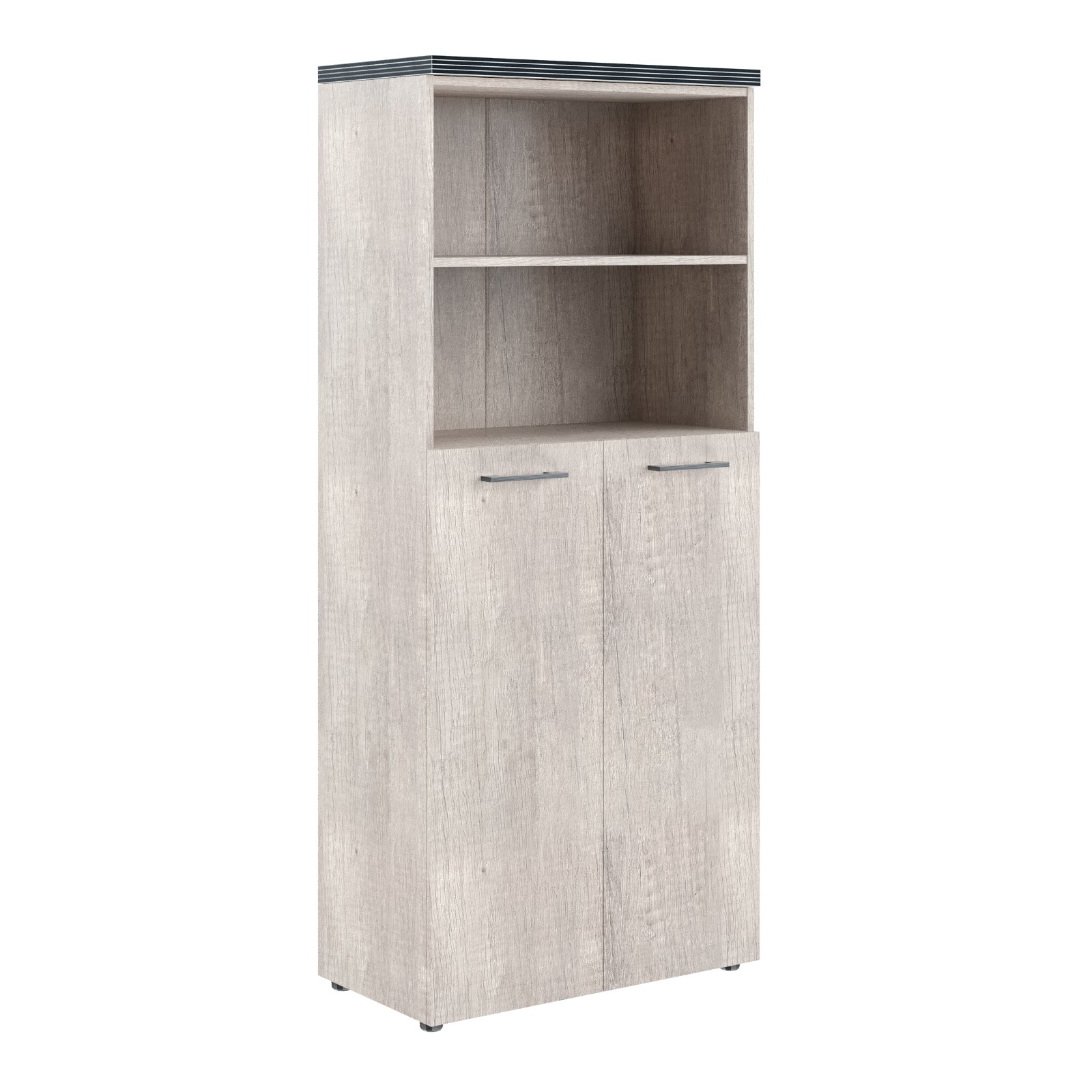 HIGH EXECUTIVE FULL HEIGHT CABINET MADE IN E1 LAMINATE CHIPBOARD WITH OPEN SHELVES, WOODEN SWING DOOR AND GLOSSY ACRYLIC 3D 2MM EDGES by Treejar | Souqify
