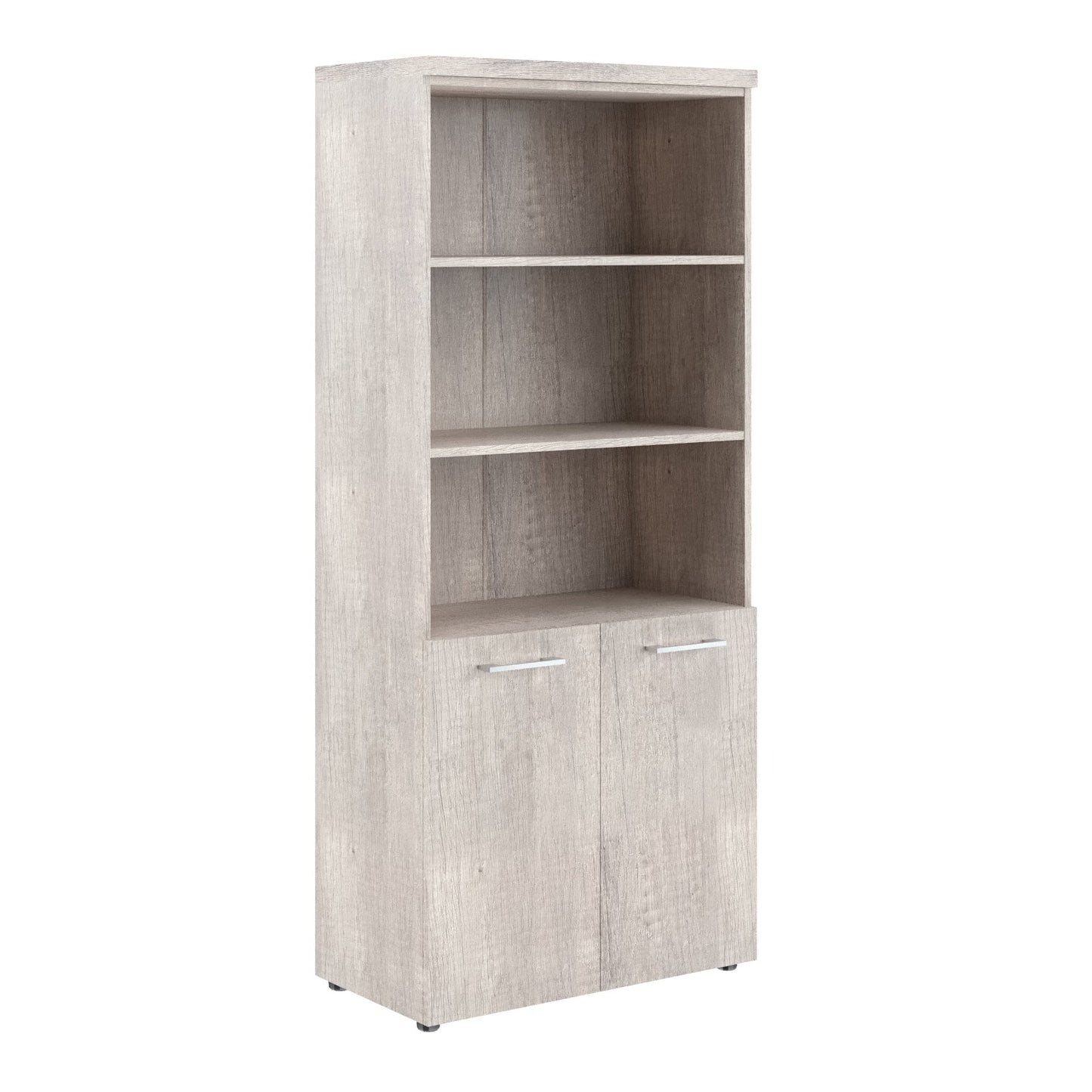HIGH EXECUTIVE FULL HEIGHT CABINET MADE IN E1 LAMINATE CHIPBOARD WITH OPEN SHELVES, WOODEN SWING DOOR AND GLOSSY ACRYLIC 3D 2MM EDGES by Treejar | Souqify