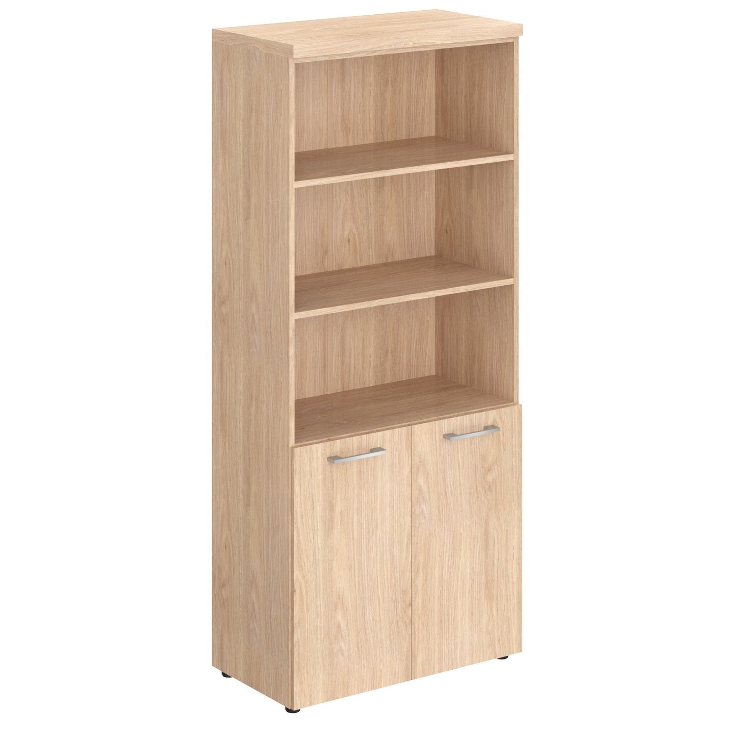 HIGH EXECUTIVE FULL HEIGHT CABINET MADE IN E1 LAMINATE CHIPBOARD WITH OPEN SHELVES, WOODEN SWING DOOR AND GLOSSY ACRYLIC 3D 2MM EDGES by Treejar | Souqify