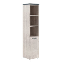 HIGH EXECUTIVE FULL HEIGHT CABINET MADE IN E1 LAMINATE CHIPBOARD WITH OPEN SHELVES, WOODEN SWING DOOR AND GLOSSY ACRYLIC 3D 2MM EDGES by Treejar | Souqify