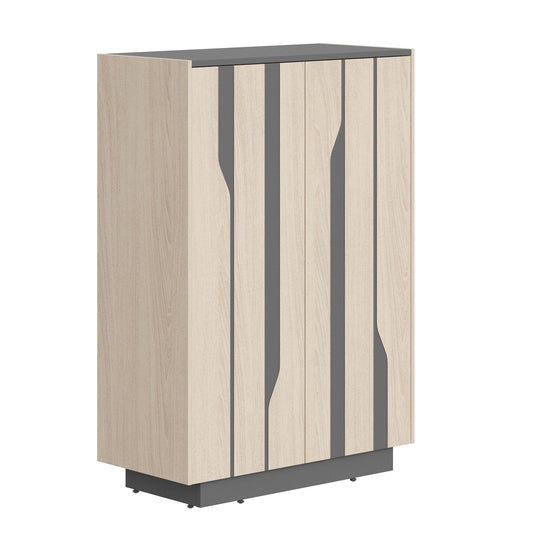 HIGH EXECUTIVE FULL HEIGHT CABINET MADE IN GENUINE OAK VENEER, DECORATIVE MILLING COATED WITH HIGH-RESISTANT PU-ENAMEL, WITH PUSH-TO-OPEN HETTICH DOOR HINGES by Treejar | Souqify