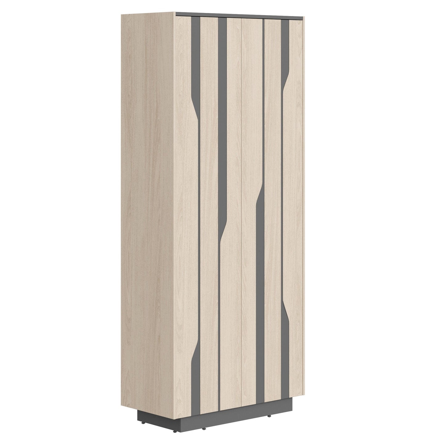 HIGH EXECUTIVE FULL HEIGHT CABINET MADE IN GENUINE OAK VENEER, DECORATIVE MILLING COATED WITH HIGH-RESISTANT PU-ENAMEL, WITH PUSH-TO-OPEN HETTICH DOOR HINGES by Treejar | Souqify