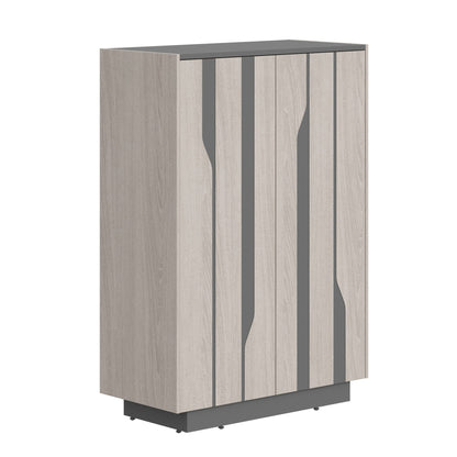 HIGH EXECUTIVE FULL HEIGHT CABINET MADE IN GENUINE OAK VENEER, DECORATIVE MILLING COATED WITH HIGH-RESISTANT PU-ENAMEL, WITH PUSH-TO-OPEN HETTICH DOOR HINGES by Treejar | Souqify