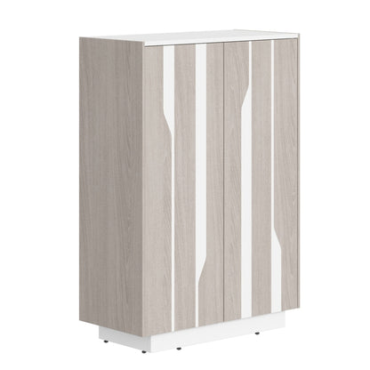 HIGH EXECUTIVE FULL HEIGHT CABINET MADE IN GENUINE OAK VENEER, DECORATIVE MILLING COATED WITH HIGH-RESISTANT PU-ENAMEL, WITH PUSH-TO-OPEN HETTICH DOOR HINGES by Treejar | Souqify