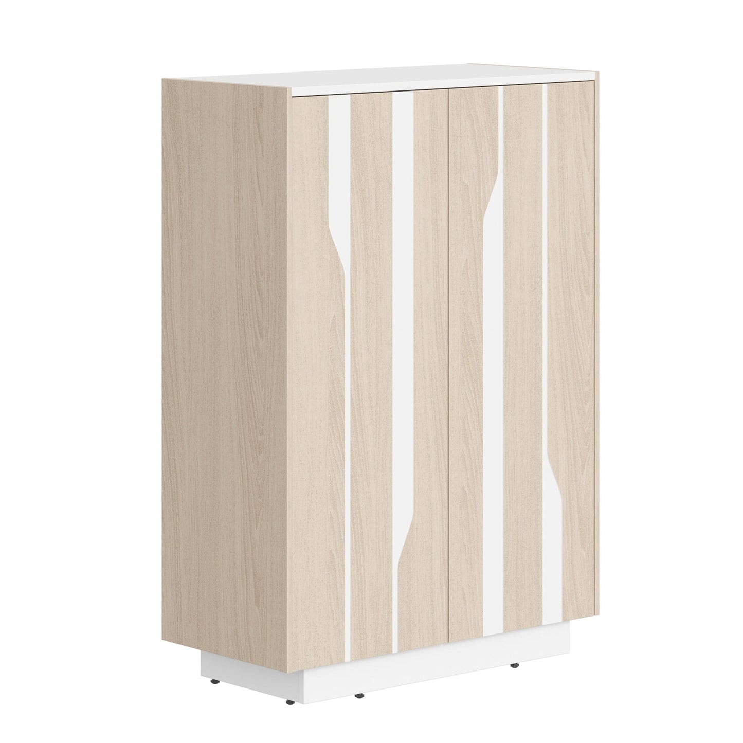 HIGH EXECUTIVE FULL HEIGHT CABINET MADE IN GENUINE OAK VENEER, DECORATIVE MILLING COATED WITH HIGH-RESISTANT PU-ENAMEL, WITH PUSH-TO-OPEN HETTICH DOOR HINGES by Treejar | Souqify
