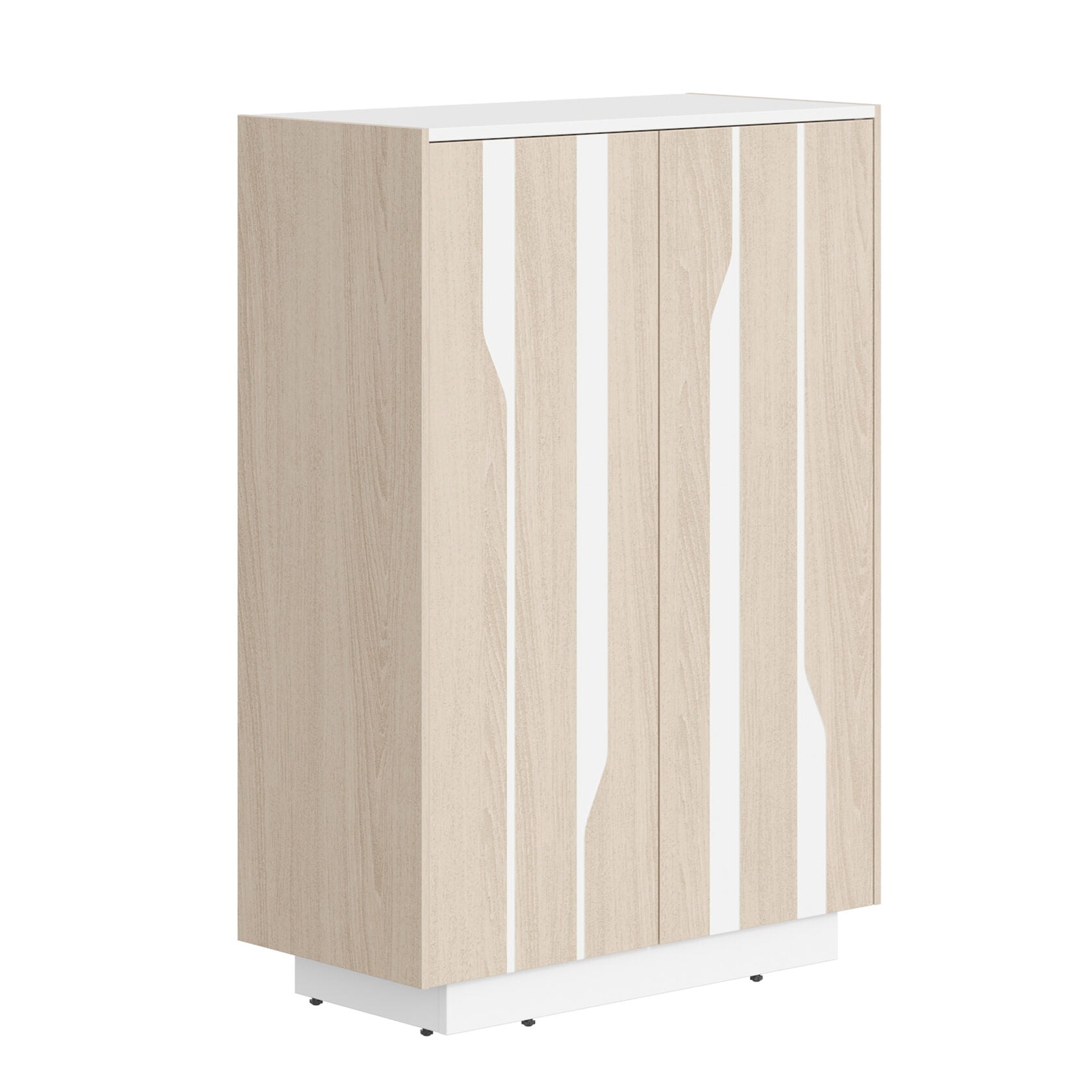 HIGH EXECUTIVE FULL HEIGHT CABINET MADE IN GENUINE OAK VENEER, DECORATIVE MILLING COATED WITH HIGH-RESISTANT PU-ENAMEL, WITH PUSH-TO-OPEN HETTICH DOOR HINGES by Treejar | Souqify