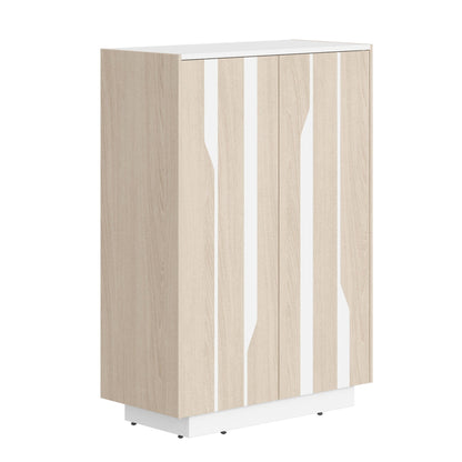 HIGH EXECUTIVE FULL HEIGHT CABINET MADE IN GENUINE OAK VENEER, DECORATIVE MILLING COATED WITH HIGH-RESISTANT PU-ENAMEL, WITH PUSH-TO-OPEN HETTICH DOOR HINGES by Treejar | Souqify