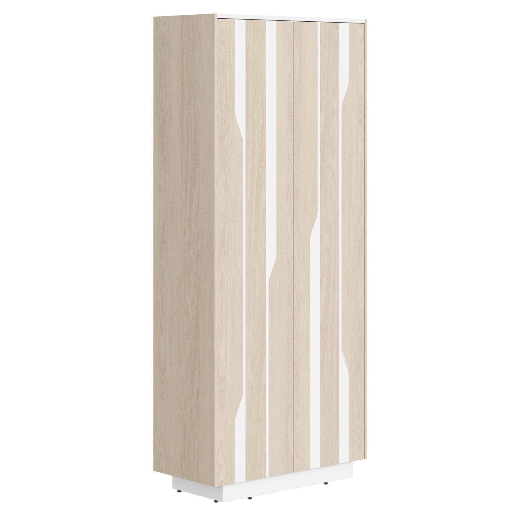 HIGH EXECUTIVE FULL HEIGHT CABINET MADE IN GENUINE OAK VENEER, DECORATIVE MILLING COATED WITH HIGH-RESISTANT PU-ENAMEL, WITH PUSH-TO-OPEN HETTICH DOOR HINGES by Treejar | Souqify