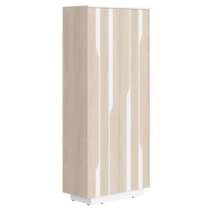 HIGH EXECUTIVE FULL HEIGHT CABINET MADE IN GENUINE OAK VENEER, DECORATIVE MILLING COATED WITH HIGH-RESISTANT PU-ENAMEL, WITH PUSH-TO-OPEN HETTICH DOOR HINGES by Treejar | Souqify