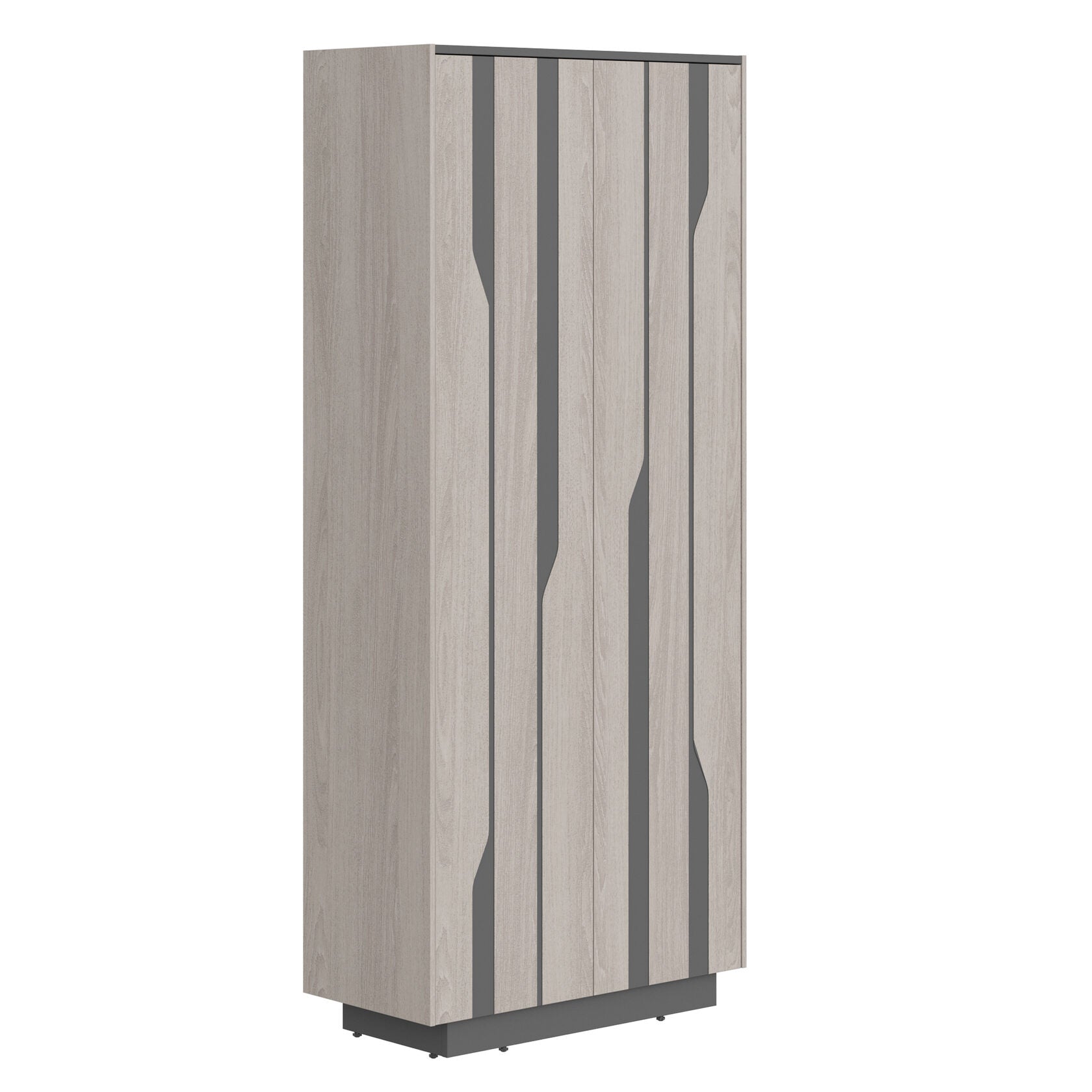 HIGH EXECUTIVE FULL HEIGHT CABINET MADE IN GENUINE OAK VENEER, DECORATIVE MILLING COATED WITH HIGH-RESISTANT PU-ENAMEL, WITH PUSH-TO-OPEN HETTICH DOOR HINGES by Treejar | Souqify