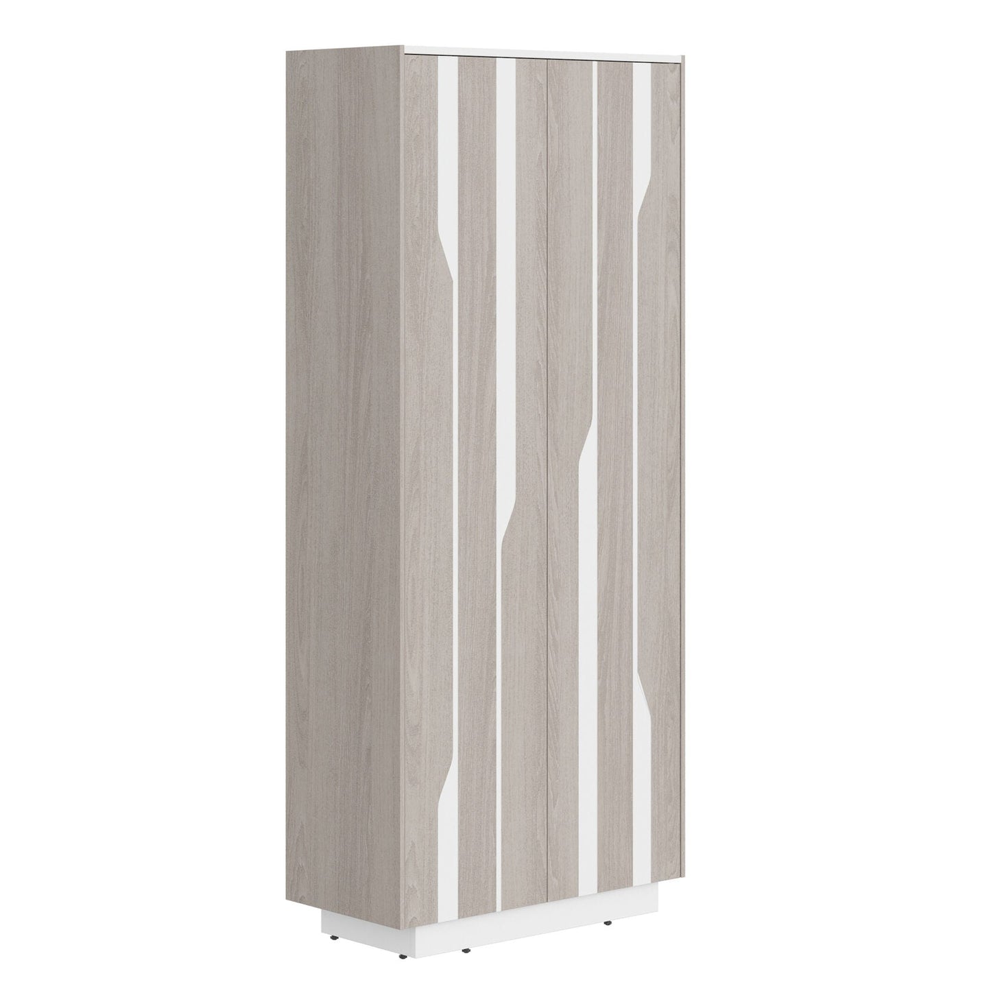HIGH EXECUTIVE FULL HEIGHT CABINET MADE IN GENUINE OAK VENEER, DECORATIVE MILLING COATED WITH HIGH-RESISTANT PU-ENAMEL, WITH PUSH-TO-OPEN HETTICH DOOR HINGES by Treejar | Souqify