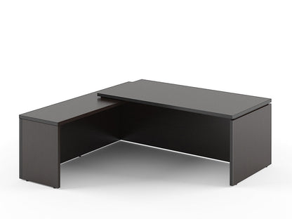 HIGH EXECUTIVE L SHAPE DESK MADE IN E1 LAMINATE CHIPBOARD WITH GLOSSY ACRYLIC 3D 2MM EDGES, FULL WOODEN MODESTY PANEL AND LEGS by Treejar | Souqify