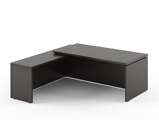 HIGH EXECUTIVE L SHAPE DESK MADE IN E1 LAMINATE CHIPBOARD WITH GLOSSY ACRYLIC 3D 2MM EDGES, FULL WOODEN MODESTY PANEL AND LEGS by Treejar | Souqify