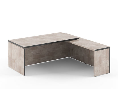 HIGH EXECUTIVE L SHAPE DESK MADE IN E1 LAMINATE CHIPBOARD WITH GLOSSY ACRYLIC 3D 2MM EDGES, FULL WOODEN MODESTY PANEL AND LEGS by Treejar | Souqify