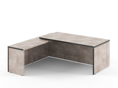 HIGH EXECUTIVE L SHAPE DESK MADE IN E1 LAMINATE CHIPBOARD WITH GLOSSY ACRYLIC 3D 2MM EDGES, FULL WOODEN MODESTY PANEL AND LEGS by Treejar | Souqify
