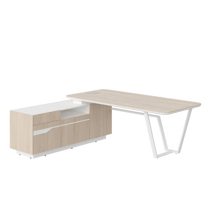 HIGH EXECUTIVE L SHAPE MEETING DESK MADE IN 12MM MDF + NATURAL OAK VENEER by Treejar | Souqify