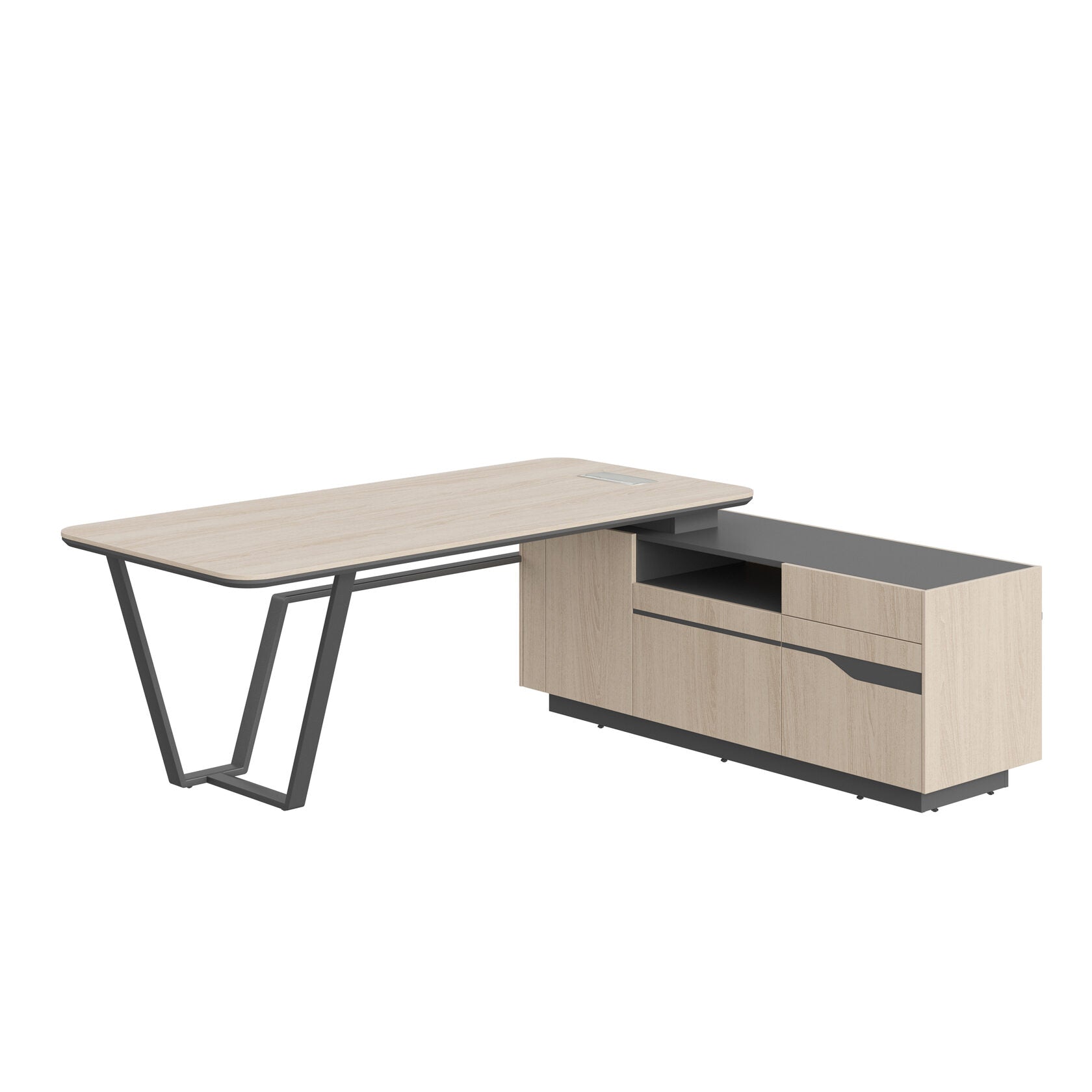 HIGH EXECUTIVE L SHAPE MEETING DESK MADE IN 12MM MDF + NATURAL OAK VENEER by Treejar | Souqify