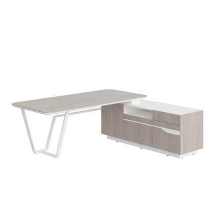 HIGH EXECUTIVE L SHAPE MEETING DESK MADE IN 12MM MDF + NATURAL OAK VENEER by Treejar | Souqify