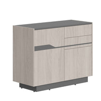 HIGH EXECUTIVE LOW HEIGHT CABINET MADE IN GENUINE OAK VENEER, DECORATIVE MILLING COATED WITH HIGH-RESISTANT PU-ENAMEL, WITH PUSH-TO-OPEN HETTICH DOOR HINGES by Treejar | Souqify