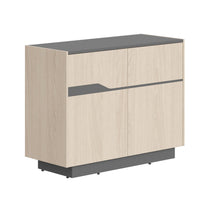 HIGH EXECUTIVE LOW HEIGHT CABINET MADE IN GENUINE OAK VENEER, DECORATIVE MILLING COATED WITH HIGH-RESISTANT PU-ENAMEL, WITH PUSH-TO-OPEN HETTICH DOOR HINGES by Treejar | Souqify