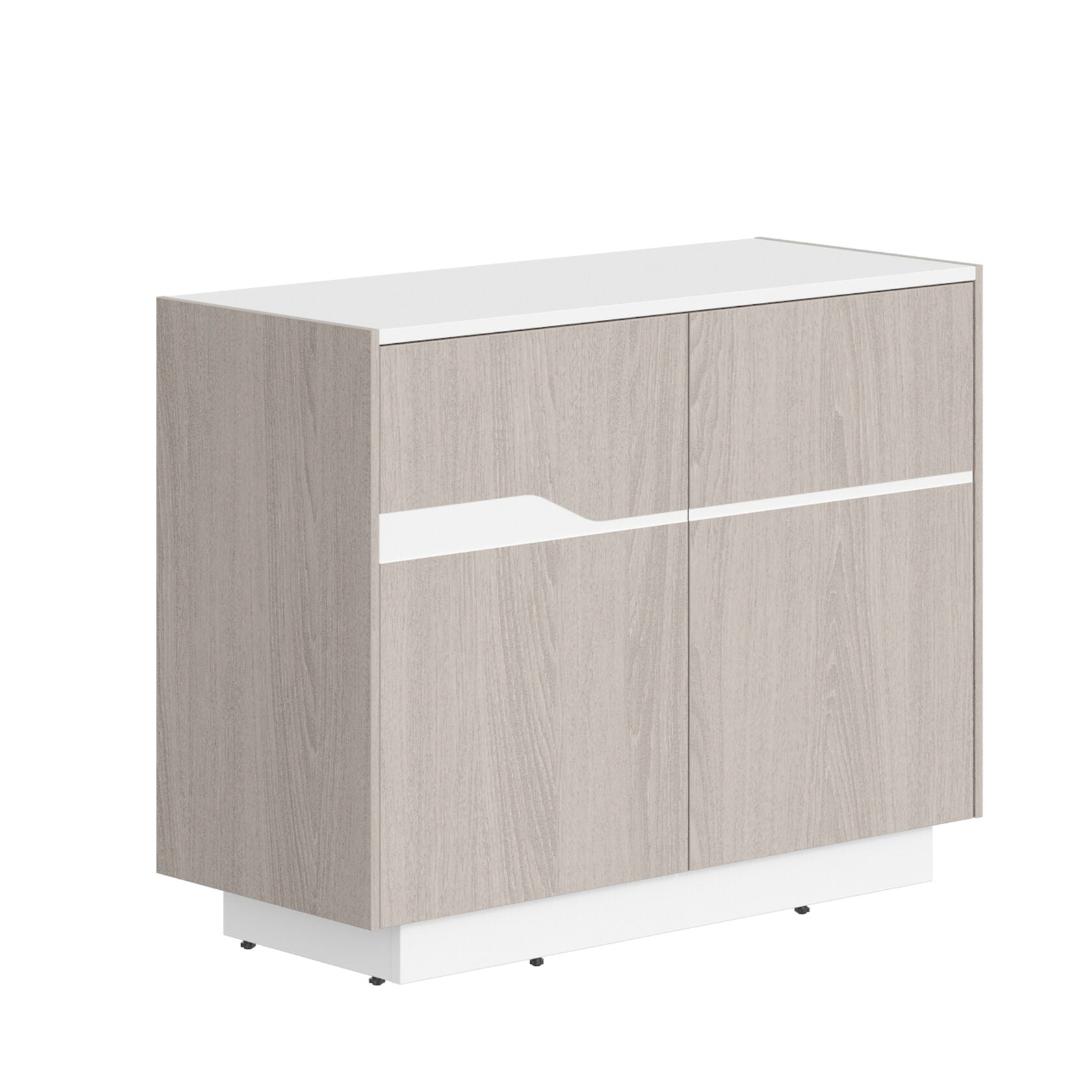 HIGH EXECUTIVE LOW HEIGHT CABINET MADE IN GENUINE OAK VENEER, DECORATIVE MILLING COATED WITH HIGH-RESISTANT PU-ENAMEL, WITH PUSH-TO-OPEN HETTICH DOOR HINGES by Treejar | Souqify