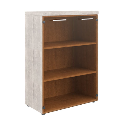 HIGH EXECUTIVE MEDIUM HEIGHT CABINET MADE IN E1 LAMINATE CHIPBOARD WITH GLASS SWING DOOR AND GLOSSY ACRYLIC 3D 2MM EDGES by Treejar | Souqify