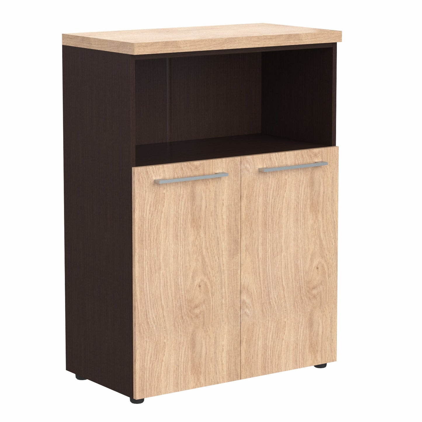 HIGH EXECUTIVE MEDIUM HEIGHT CABINET, MADE IN E1 LAMINATE CHIPBOARD, WITH OPEN SHELVES & SWING DOORS by Treejar | Souqify