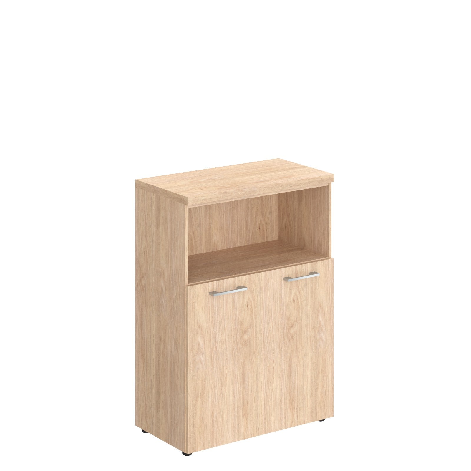HIGH EXECUTIVE MEDIUM HEIGHT CABINET MADE IN E1 LAMINATE CHIPBOARD WITH OPEN SHELVES, WOODEN SWING DOOR AND GLOSSY ACRYLIC 3D 2MM EDGES by Treejar | Souqify