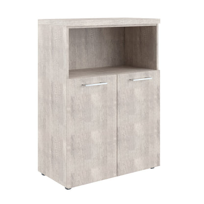 HIGH EXECUTIVE MEDIUM HEIGHT CABINET MADE IN E1 LAMINATE CHIPBOARD WITH OPEN SHELVES, WOODEN SWING DOOR AND GLOSSY ACRYLIC 3D 2MM EDGES by Treejar | Souqify