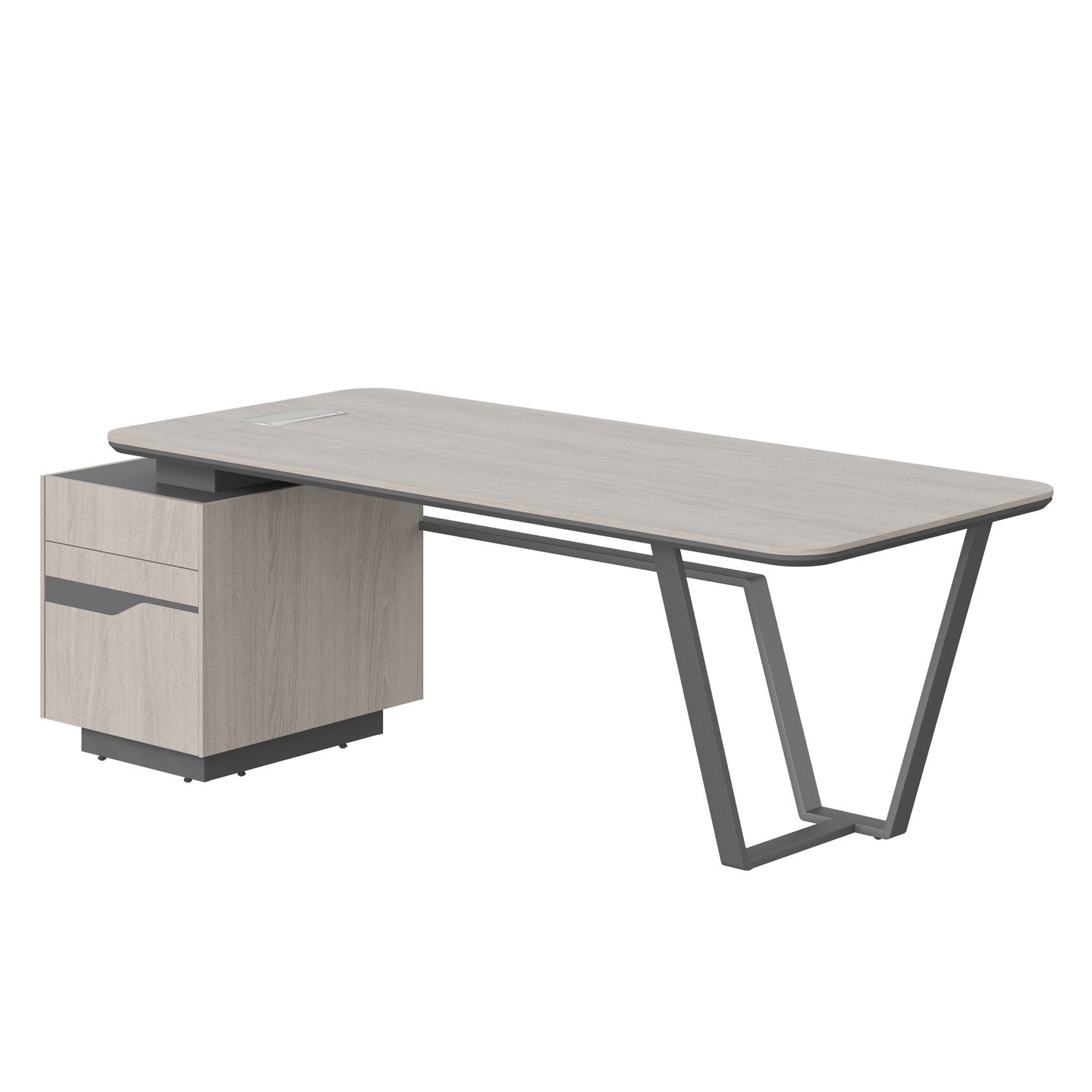 HIGH EXECUTIVE RECTANGULAR DESK MADE IN 12MM MDF + NATURAL OAK VENEER by Treejar | Souqify