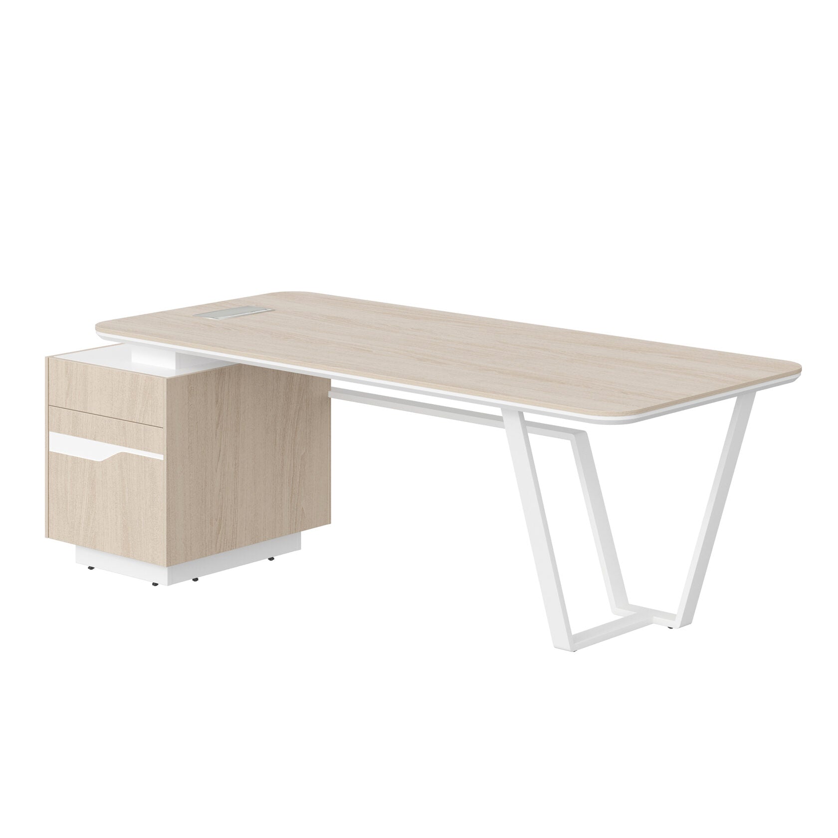 HIGH EXECUTIVE RECTANGULAR DESK MADE IN 12MM MDF + NATURAL OAK VENEER by Treejar | Souqify