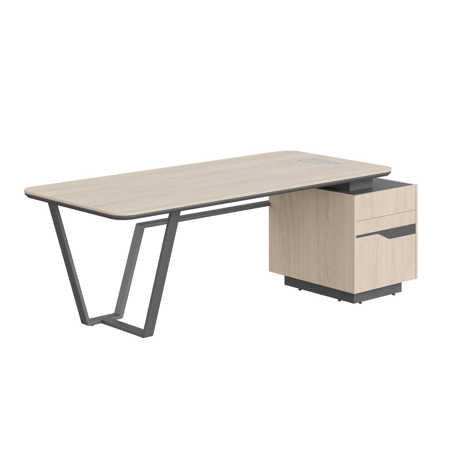 HIGH EXECUTIVE RECTANGULAR DESK MADE IN 12MM MDF + NATURAL OAK VENEER by Treejar | Souqify
