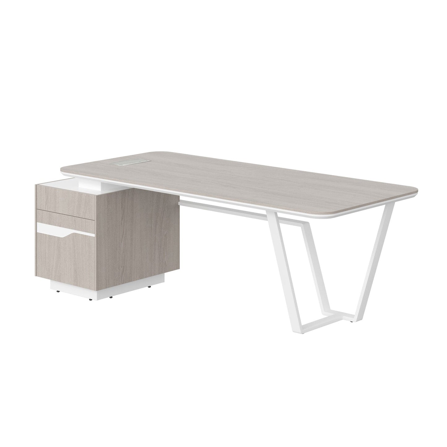 HIGH EXECUTIVE RECTANGULAR DESK MADE IN 12MM MDF + NATURAL OAK VENEER by Treejar | Souqify