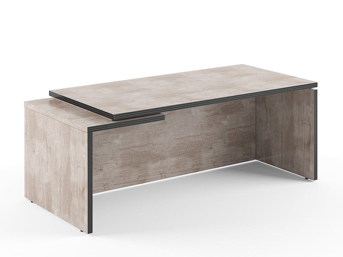 HIGH EXECUTIVE RECTANGULAR SHAPE DESK MADE IN E1 LAMINATE CHIPBOARD WITH GLOSSY ACRYLIC 3D 2MM EDGES, FULL WOODEN MODESTY PANEL AND LEGS by Treejar | Souqify