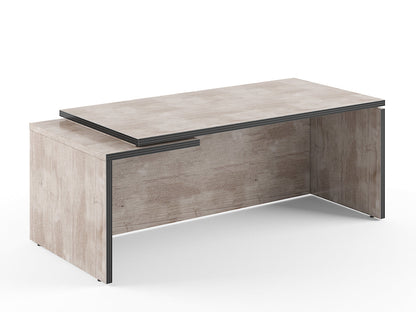 HIGH EXECUTIVE RECTANGULAR SHAPE DESK MADE IN E1 LAMINATE CHIPBOARD WITH GLOSSY ACRYLIC 3D 2MM EDGES, FULL WOODEN MODESTY PANEL AND LEGS by Treejar | Souqify