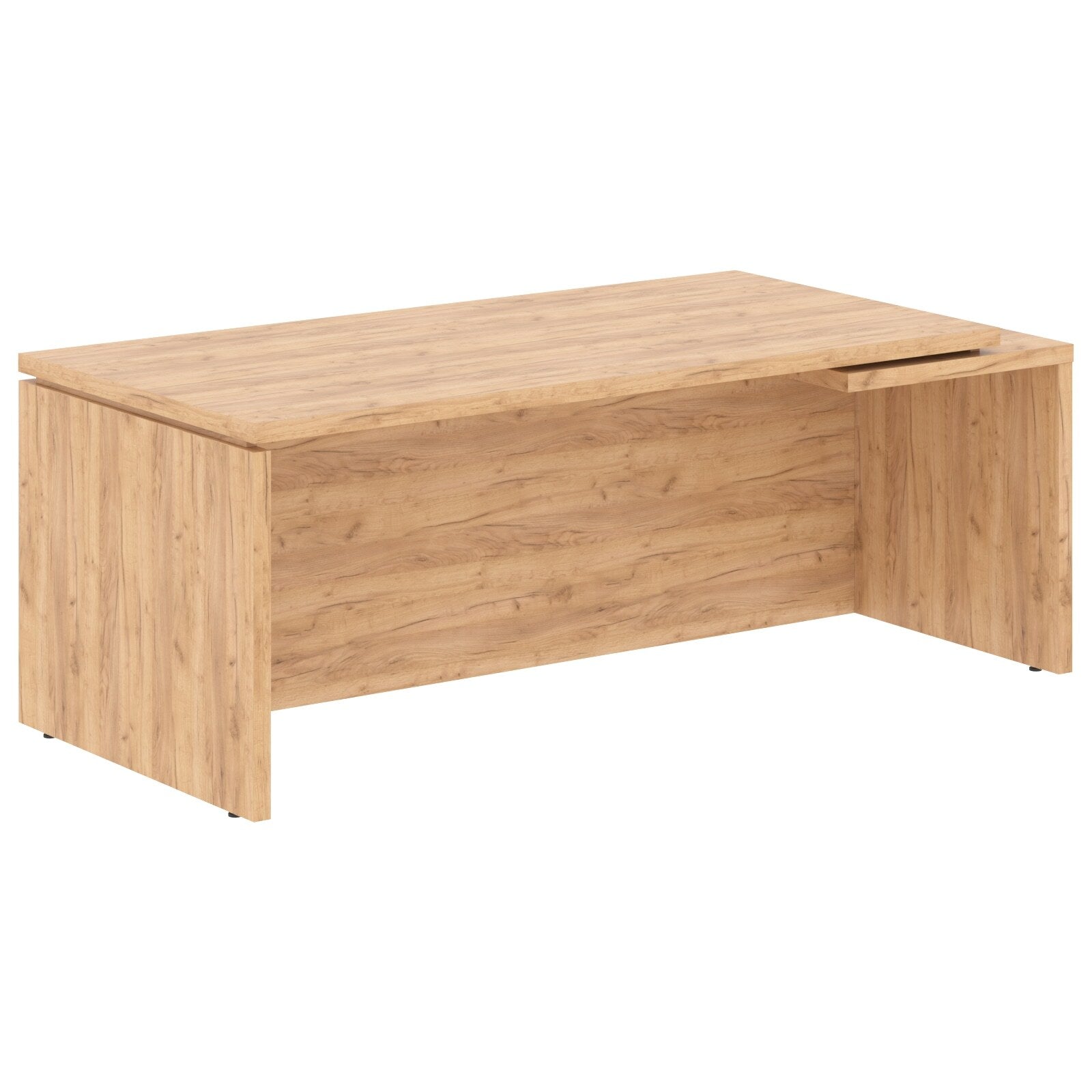 HIGH EXECUTIVE RECTANGULAR SHAPE DESK MADE IN E1 LAMINATE CHIPBOARD WITH GLOSSY ACRYLIC 3D 2MM EDGES, FULL WOODEN MODESTY PANEL AND LEGS by Treejar | Souqify
