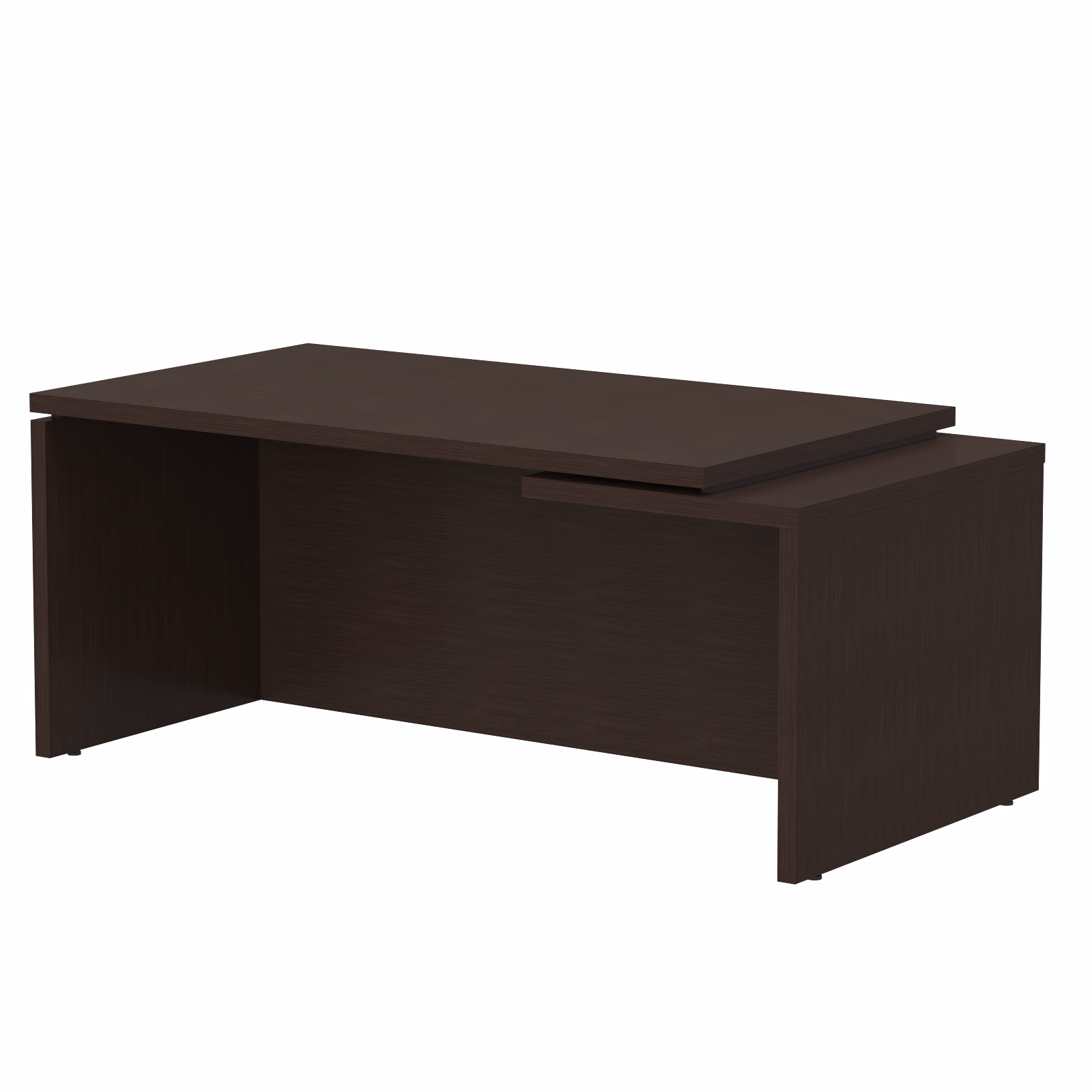 HIGH EXECUTIVE RECTANGULAR SHAPE DESK MADE IN E1 LAMINATE CHIPBOARD WITH GLOSSY ACRYLIC 3D 2MM EDGES, FULL WOODEN MODESTY PANEL AND LEGS by Treejar | Souqify