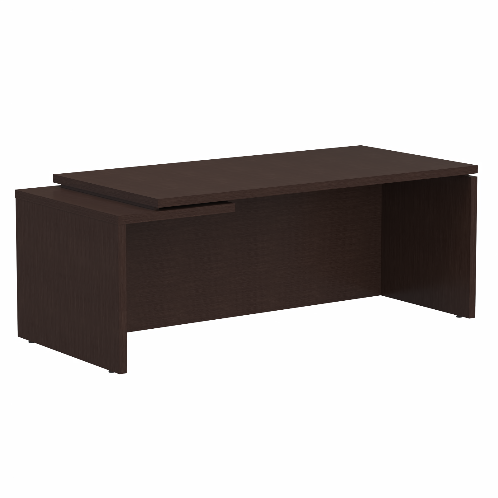 HIGH EXECUTIVE RECTANGULAR SHAPE DESK MADE IN E1 LAMINATE CHIPBOARD WITH GLOSSY ACRYLIC 3D 2MM EDGES, FULL WOODEN MODESTY PANEL AND LEGS by Treejar | Souqify