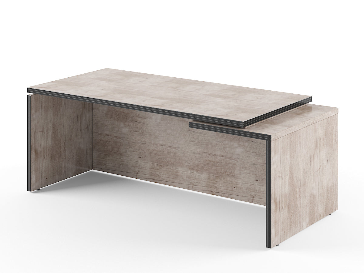 HIGH EXECUTIVE RECTANGULAR SHAPE DESK MADE IN E1 LAMINATE CHIPBOARD WITH GLOSSY ACRYLIC 3D 2MM EDGES, FULL WOODEN MODESTY PANEL AND LEGS by Treejar | Souqify