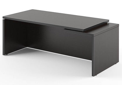 HIGH EXECUTIVE RECTANGULAR SHAPE DESK MADE IN E1 LAMINATE CHIPBOARD WITH GLOSSY ACRYLIC 3D 2MM EDGES, FULL WOODEN MODESTY PANEL AND LEGS by Treejar | Souqify