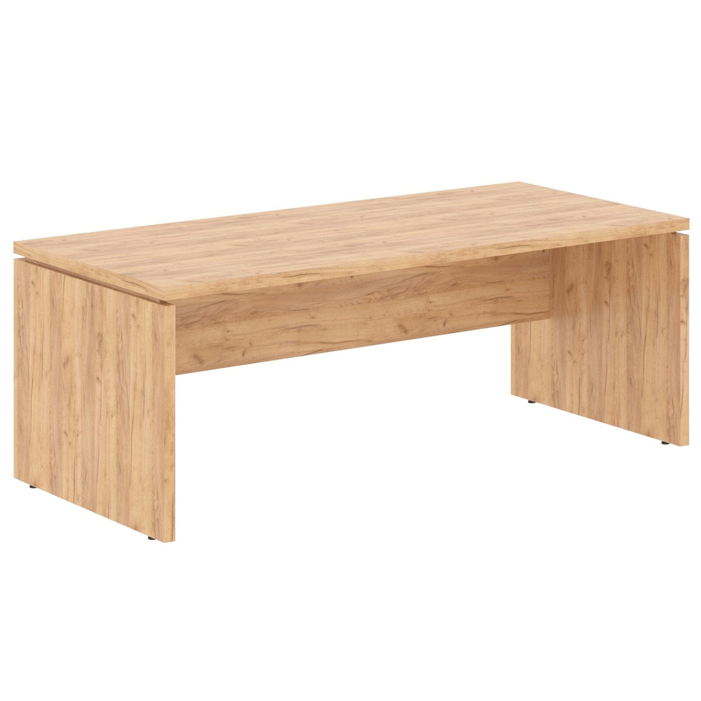 HIGH EXECUTIVE RECTANGULAR SHAPE DESK MADE IN E1 LAMINATE CHIPBOARD WITH GLOSSY ACRYLIC 3D 2MM EDGES, WOODEN MODESTY PANEL AND LEGS by Treejar | Souqify