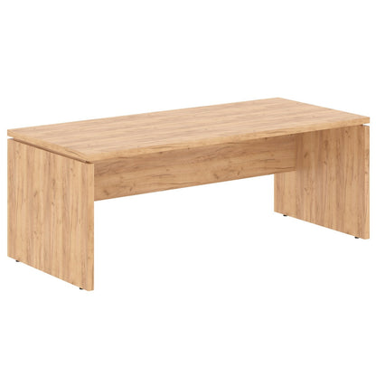 HIGH EXECUTIVE RECTANGULAR SHAPE DESK MADE IN E1 LAMINATE CHIPBOARD WITH GLOSSY ACRYLIC 3D 2MM EDGES, WOODEN MODESTY PANEL AND LEGS by Treejar | Souqify